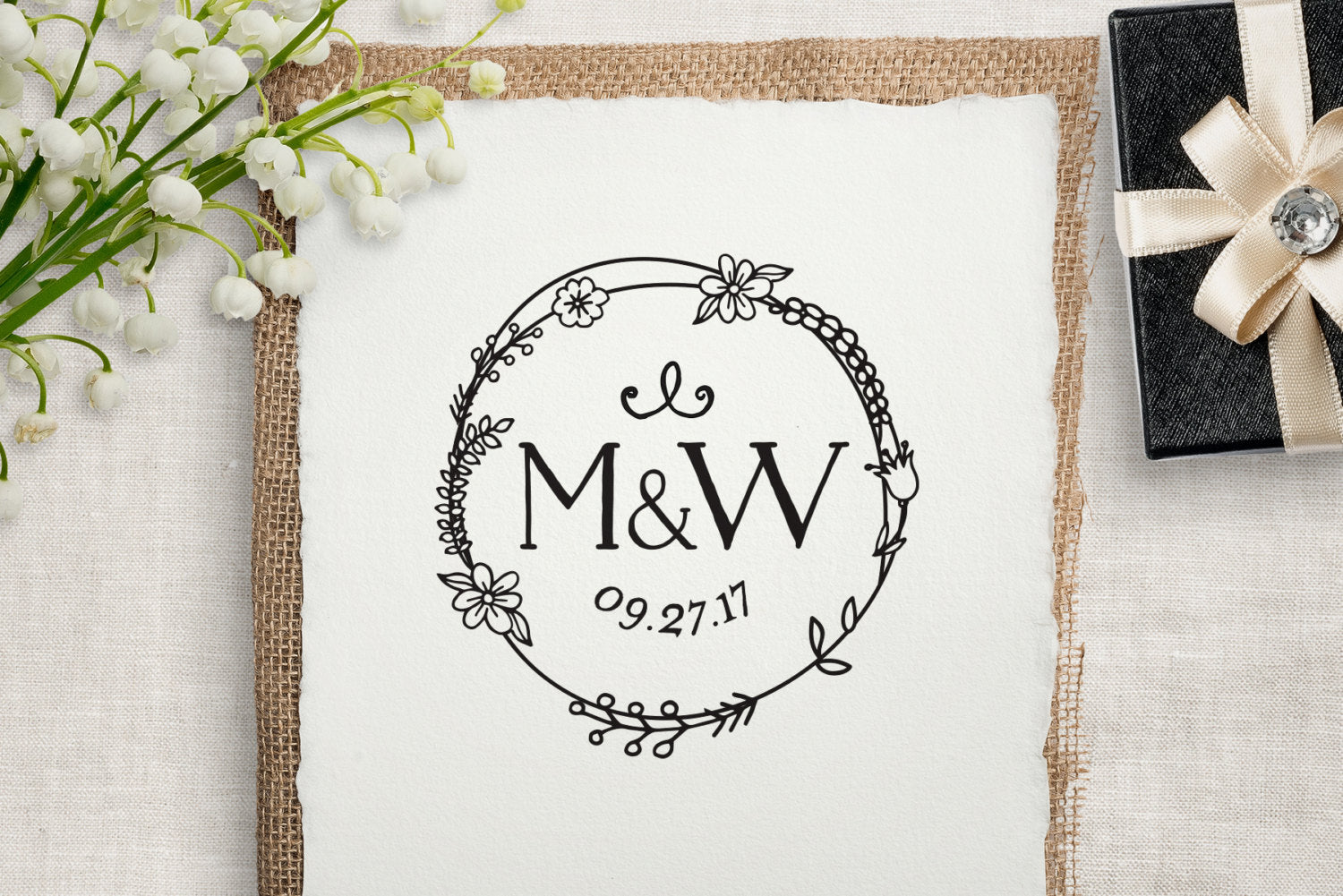 Wedding Stamp, Custom Rubber Stamp, DIY Wedding Stamp, Monogram Weddin