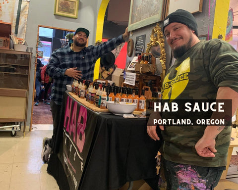 Hab Sauce Team Selling Hot Sauce at a Farmers Market