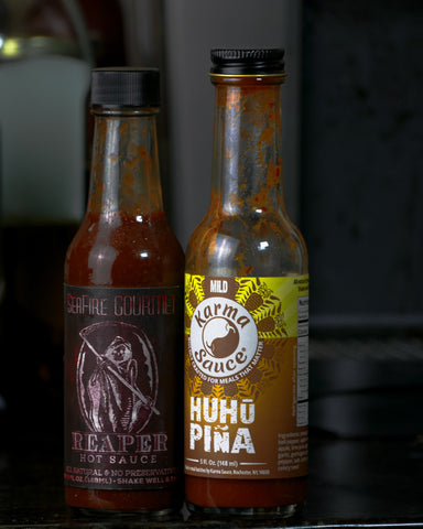 mild and super hot hot sauces