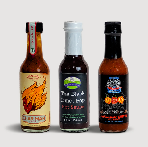 Line of Three Grill Box Hot Sauces