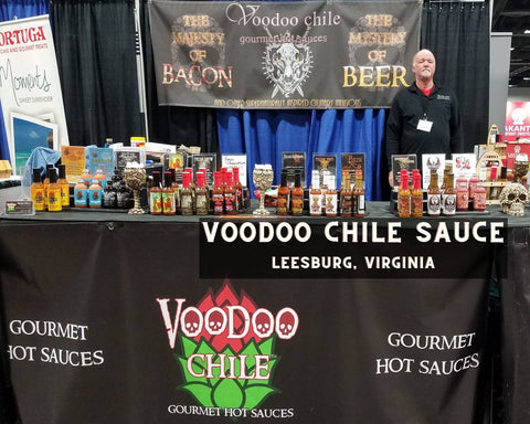 Voodoo Chile Sauces Owner at a Farmers Market