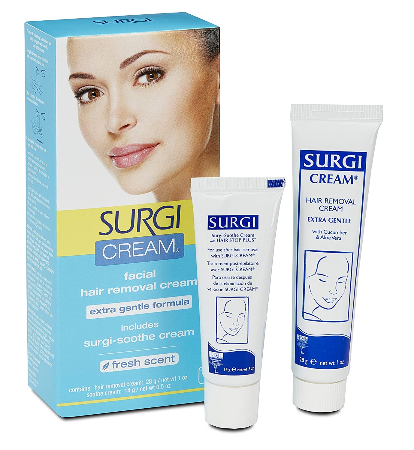 Surgi Cream Facial Hair Removal Cream Extra Gentle Formula 1 oz