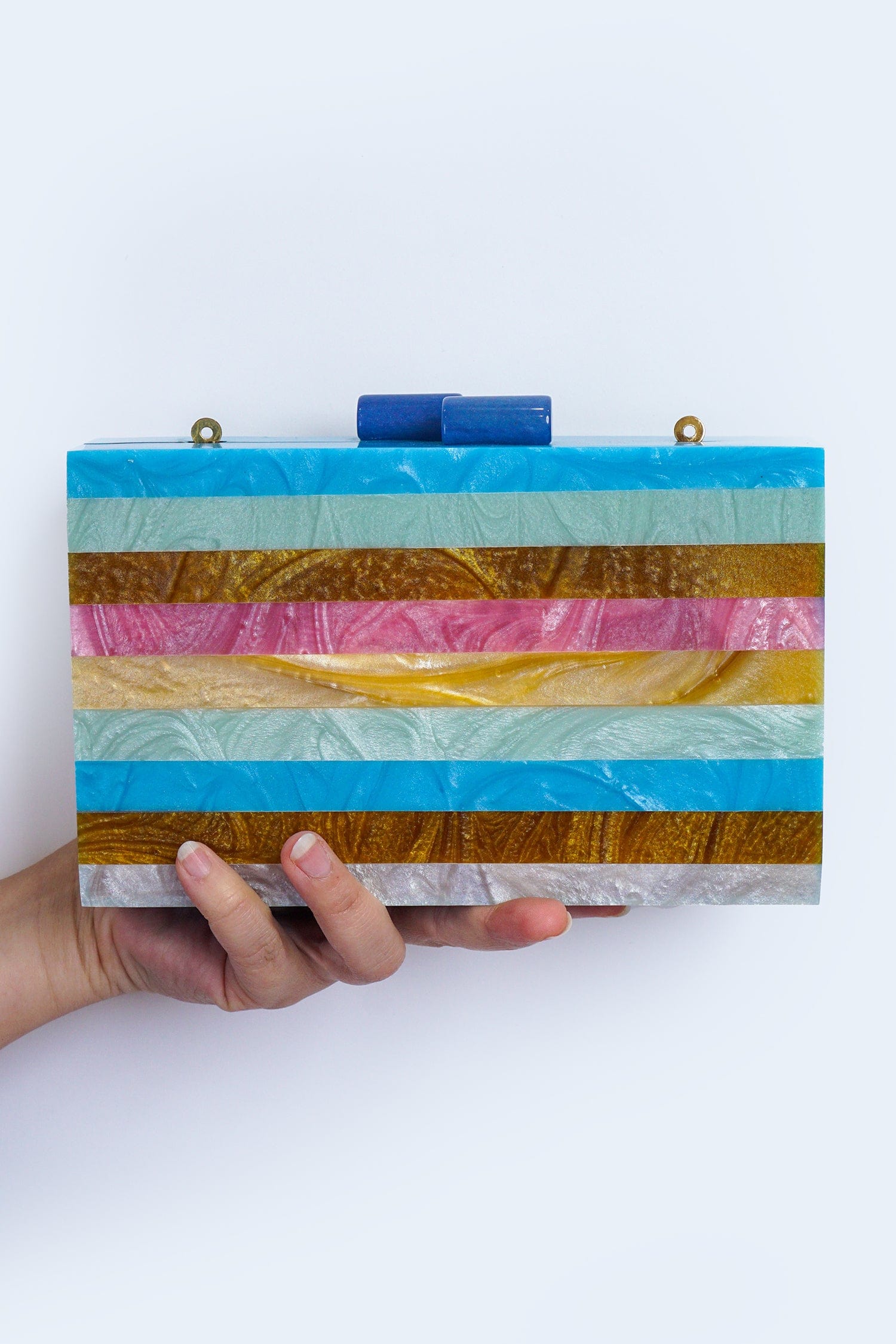 Multi-Color Stripe Acrylic Clutch