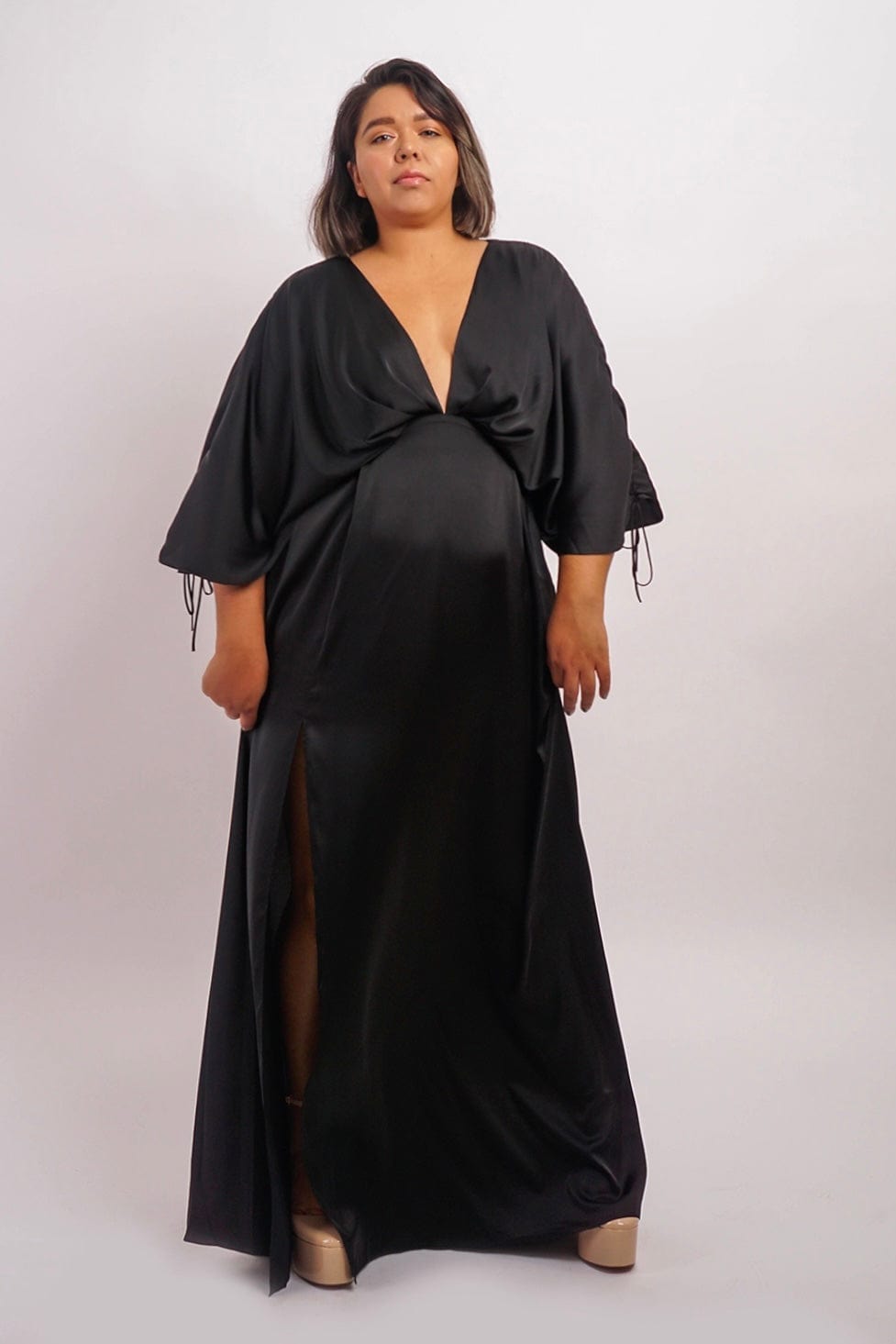 Black Satin Kasumi Maxi Dress