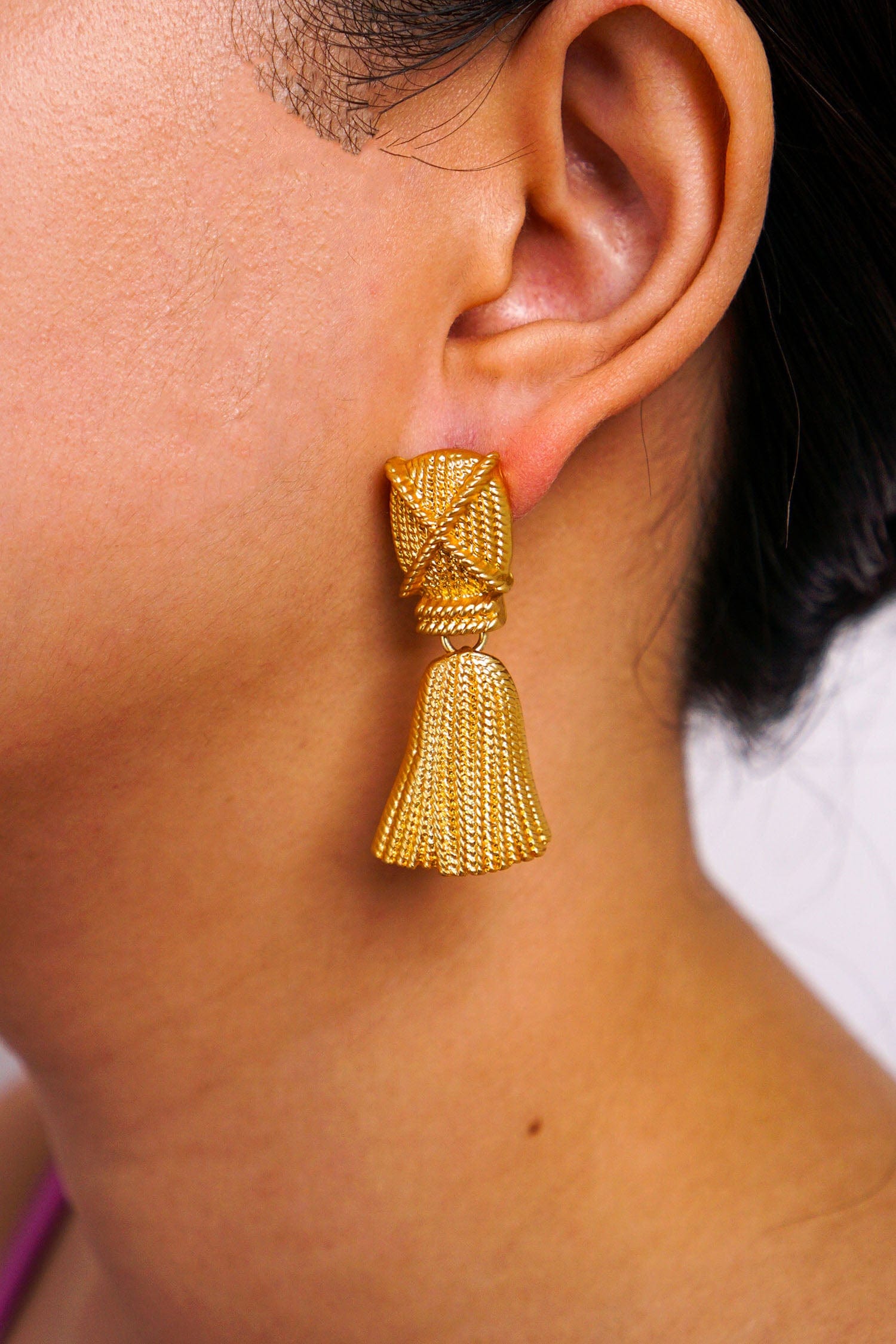 Gold Knot Chain Tassel Earrings - Chloe Dao