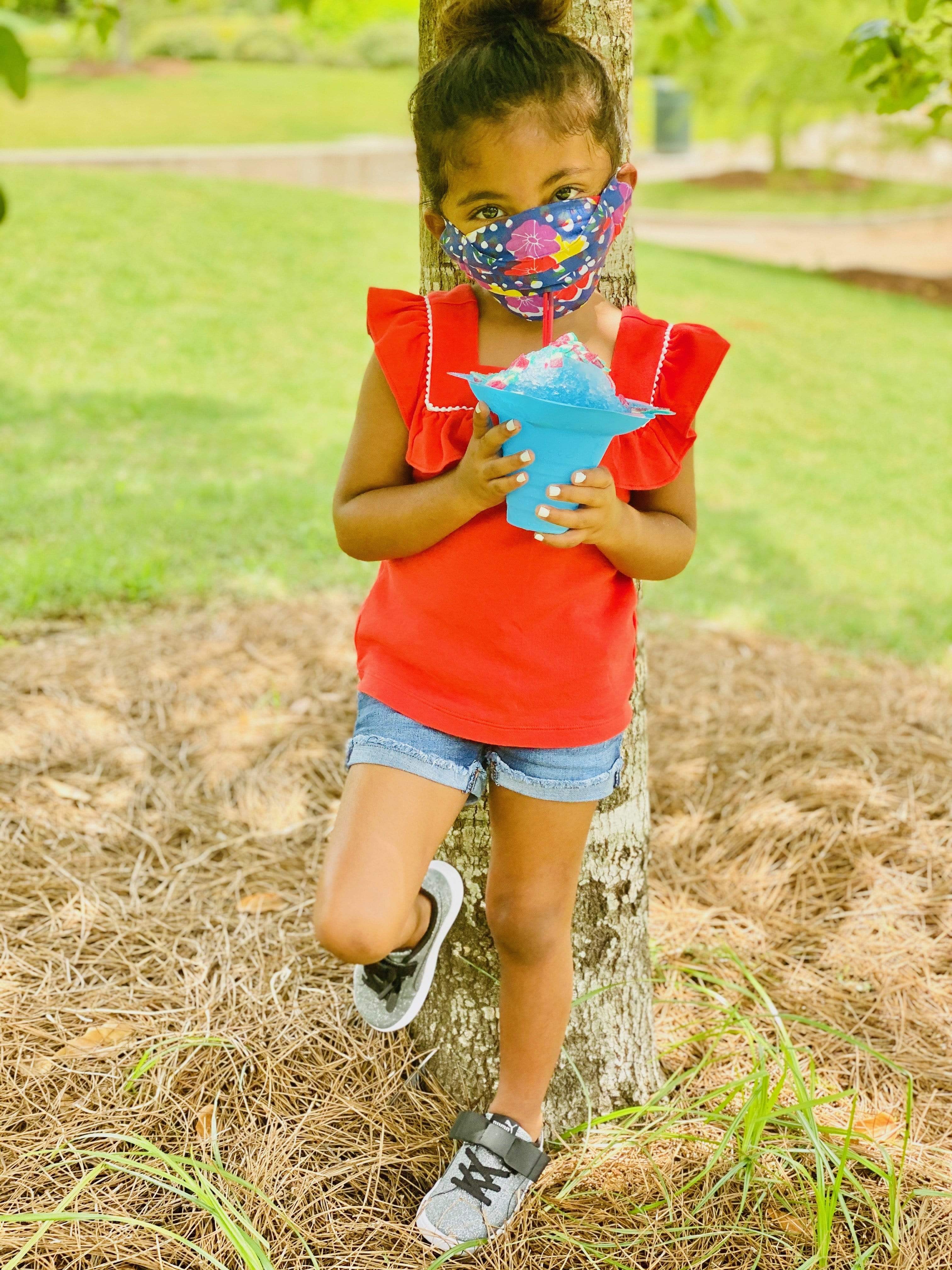 Safely Sip Mask in Red and Black Gingham