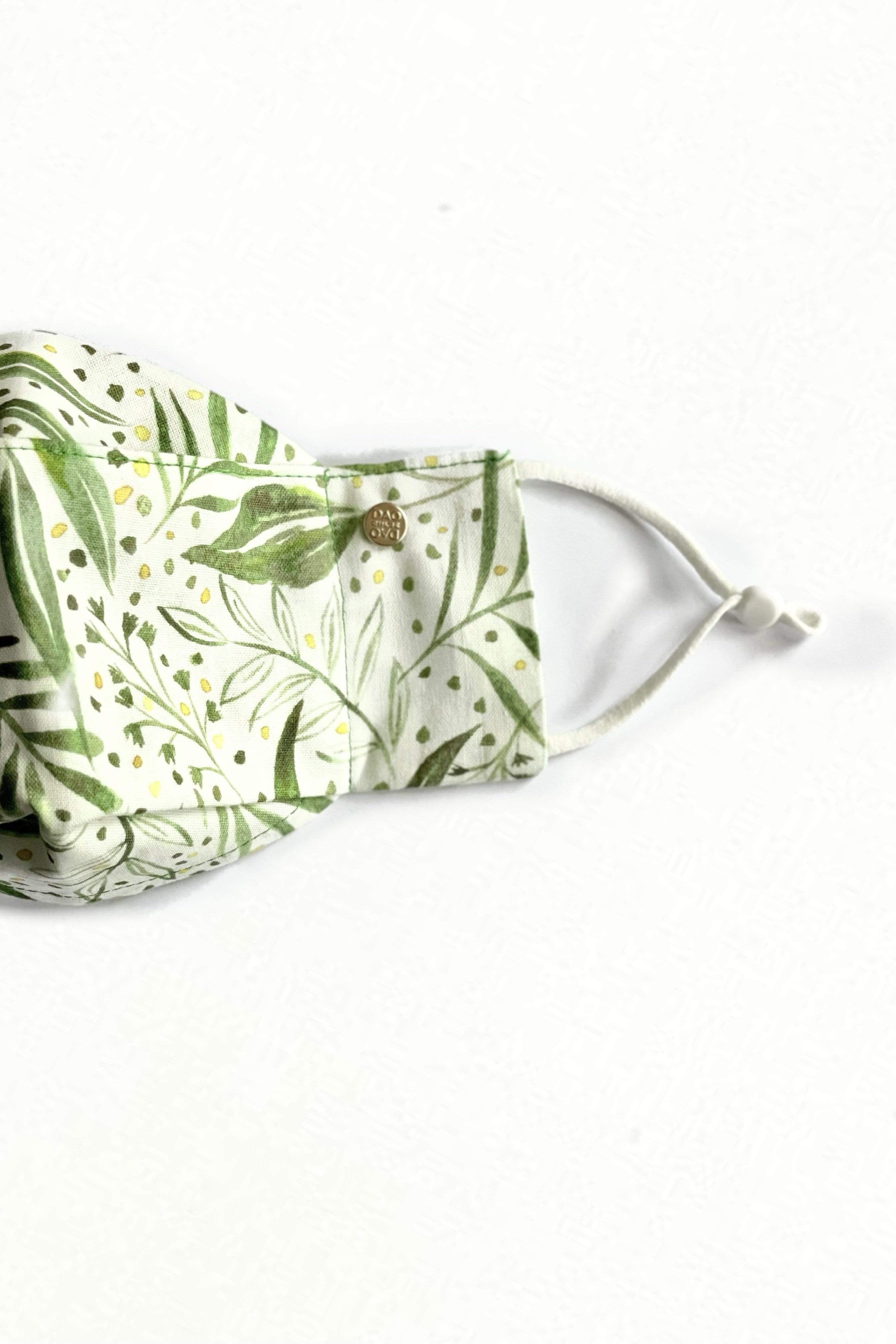 Green Botanical Box Pleat Mask