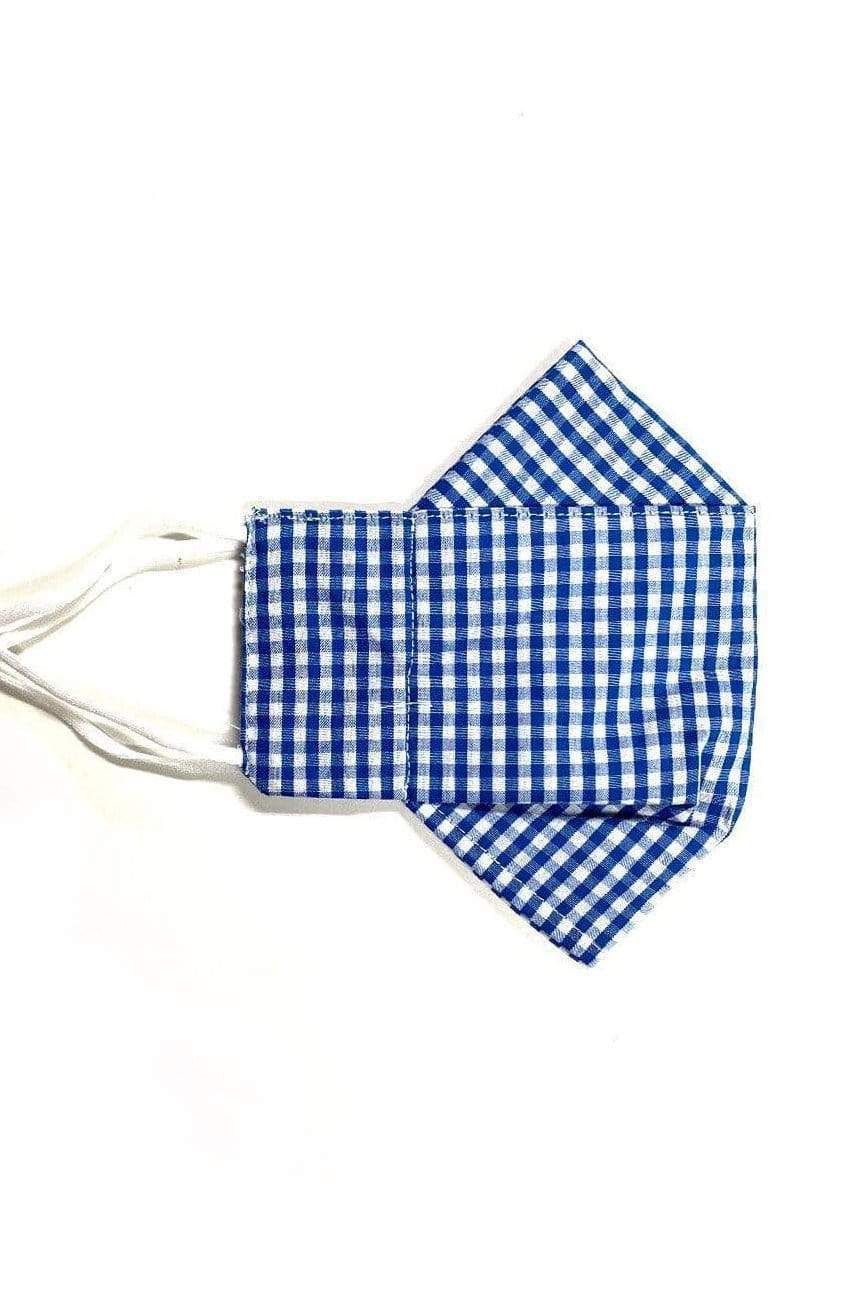 Ice Blue Gingham (Box Pleated Mask With Filter Pocket)