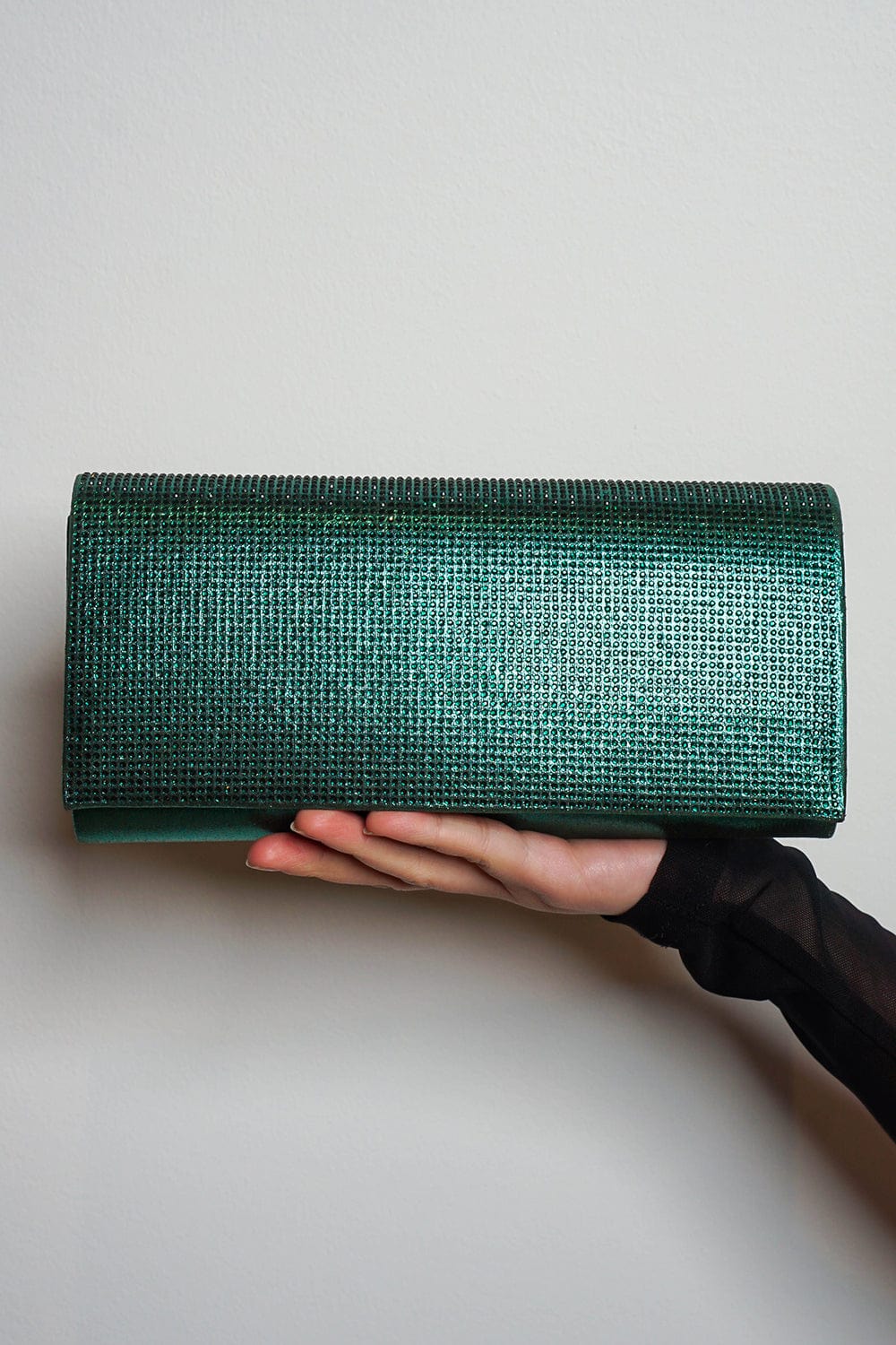 Green Front Rhinestone Clutch