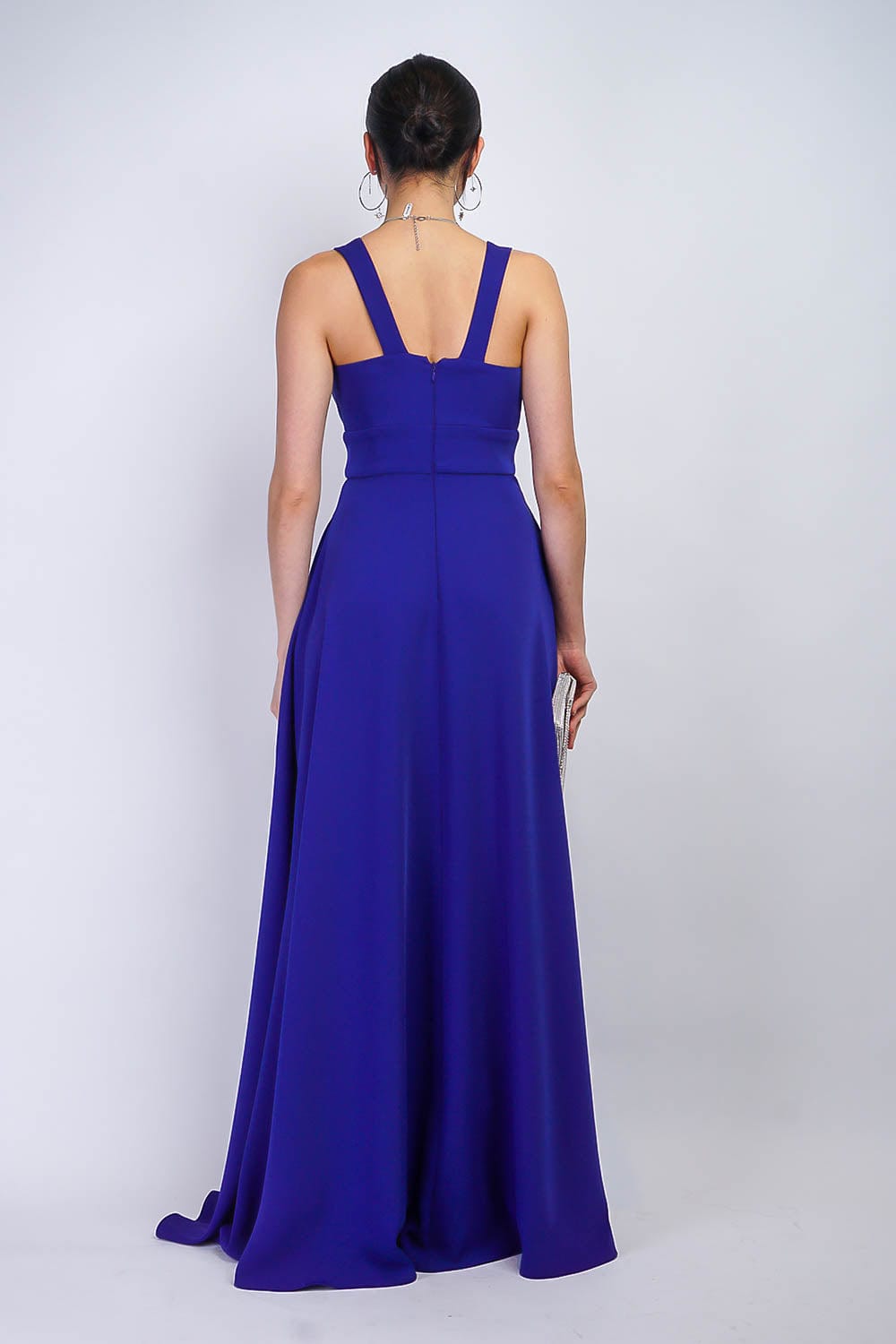 Cobalt Blue V Neck Front Slit Soraya Gown