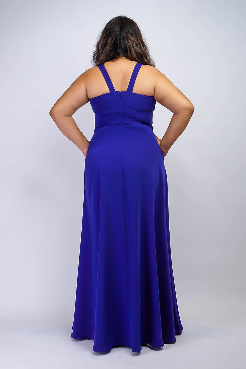 Cobalt Blue V Neck Front Slit Soraya Gown