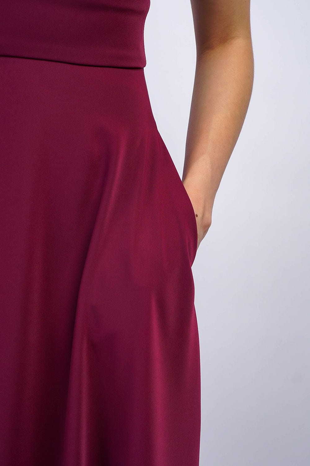 Maroon V Neck Front Slit Soraya Gown