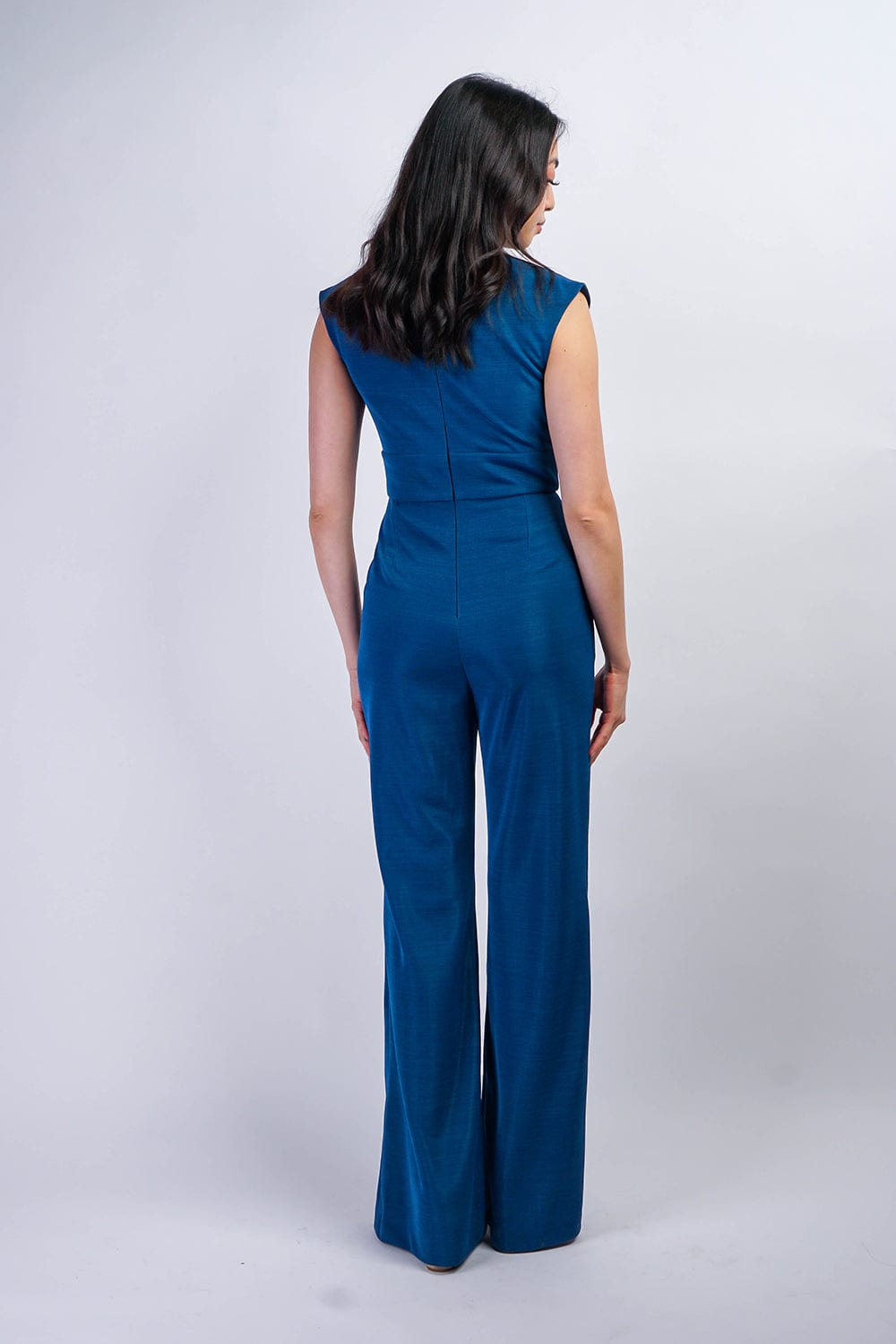 Sapphire Blue Luxe V Neck Aiden Jumpsuit