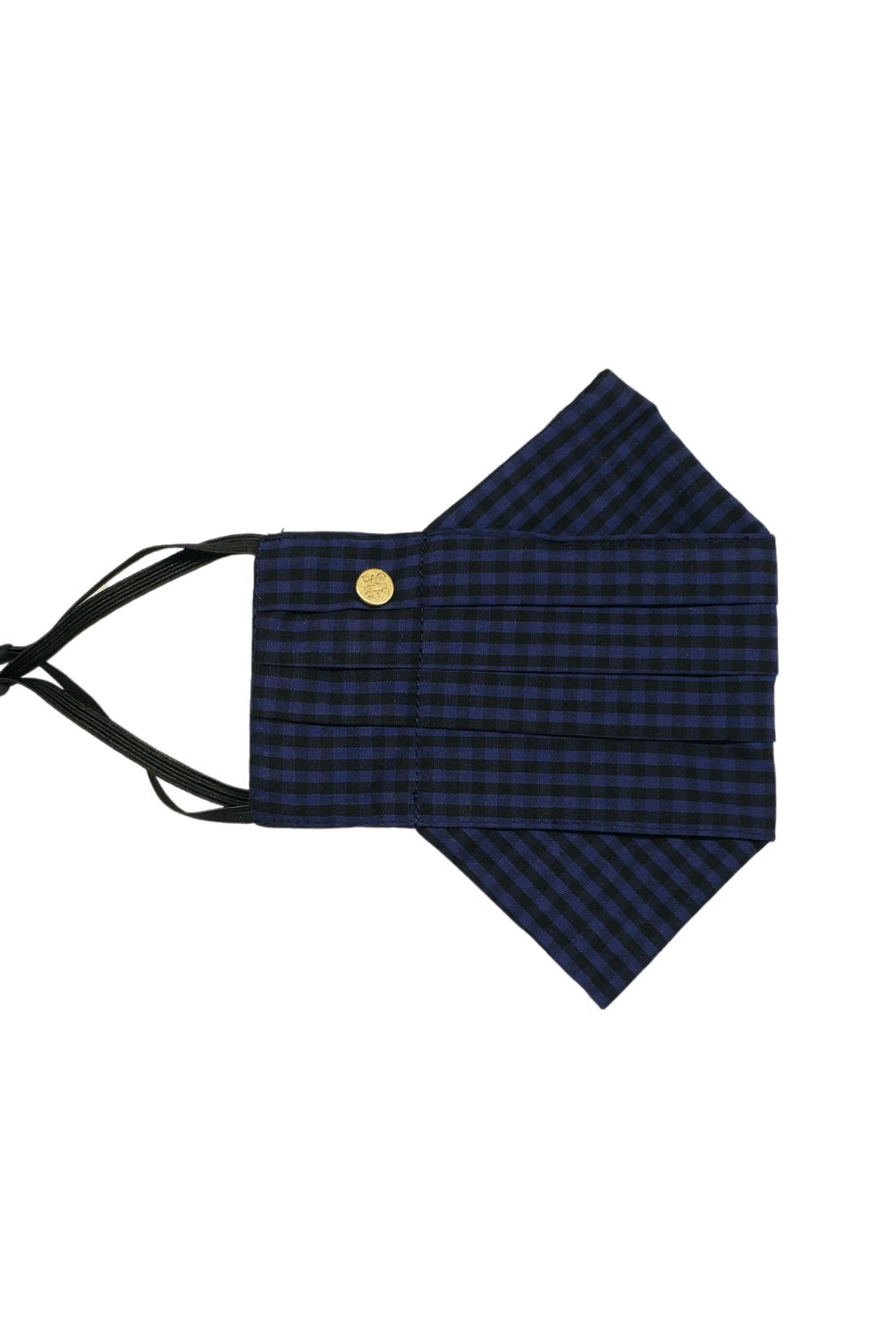 Safely Sip Mask in Navy and Black Gingham