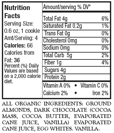 Alyssas Dark Chocolate Almond Cookies Nutrition Facts