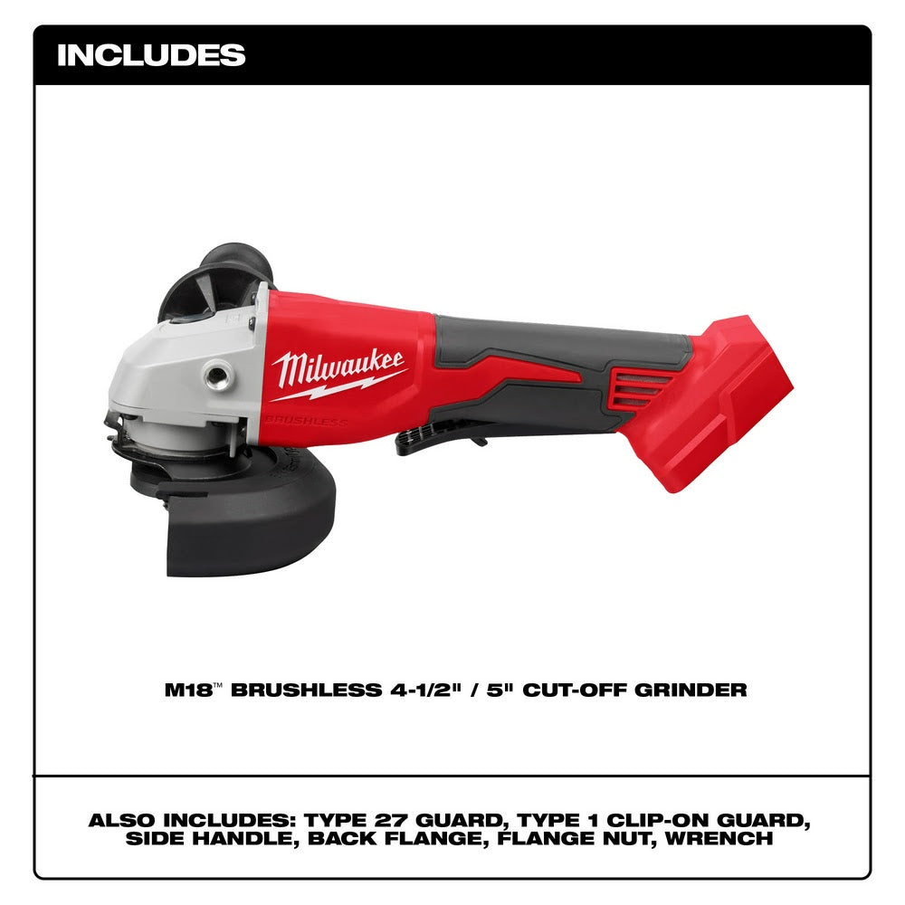2880-20 M18 FUEL Brushless Lithium-Ion 4-1/2 in. / 5 in. Cordless Small  Angle Grinder with No-Lock Paddle Switch (Tool Only)