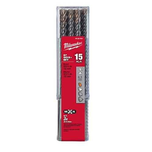 6PC) KIT MX4™ 4-Cutter SDS Plus Rotary Hammer Drill Bits