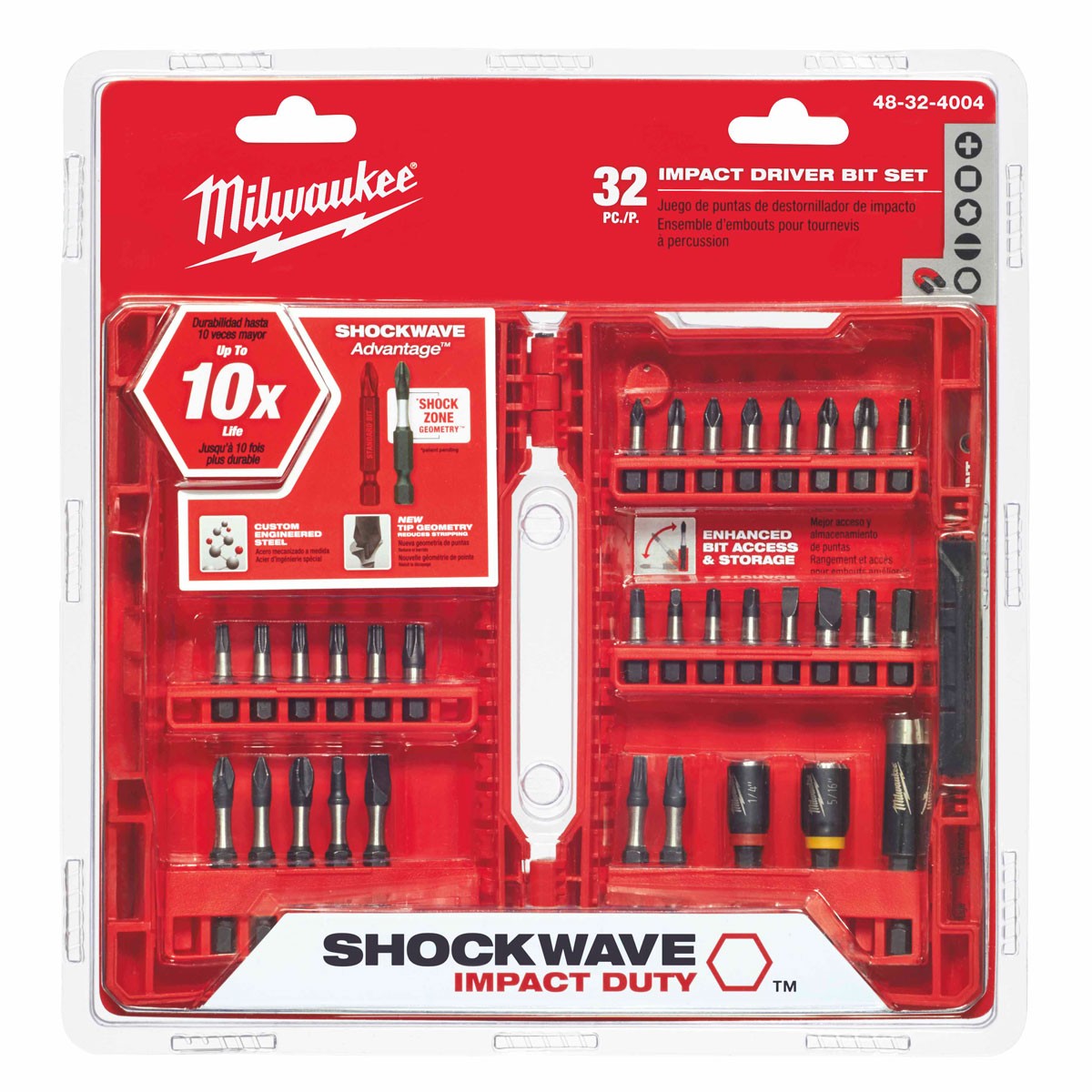 MILWAUKEE,MILWAUKEE SHOCKWAVE 9PC 1 HEX BIT SET,1-828-48324616,KBC Tools &  Machinery