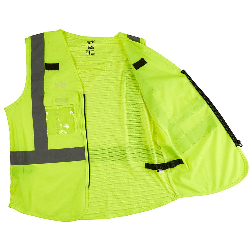 Milwaukee 48-73-5162 Class 2 Surveyor's High Visibility Yellow Safety Vest - L/XL