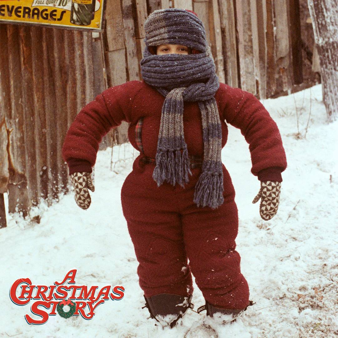 Screen cap of Randy from A Christmas Story bundled up for winter weather