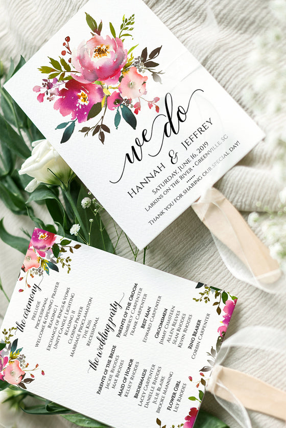 Diy Wedding Program Templates Printable Programs Printed