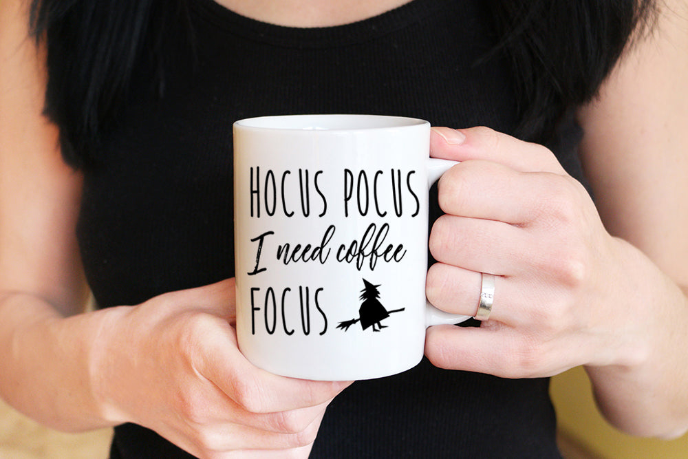 Halloween Coffee Mug Witch Mug Hocus Pocus I Need Coffee To Focus Mug Funny Mug Gift Halloween Mug Ceramic Mug Coffee Lover Gift Paint The Day Designs