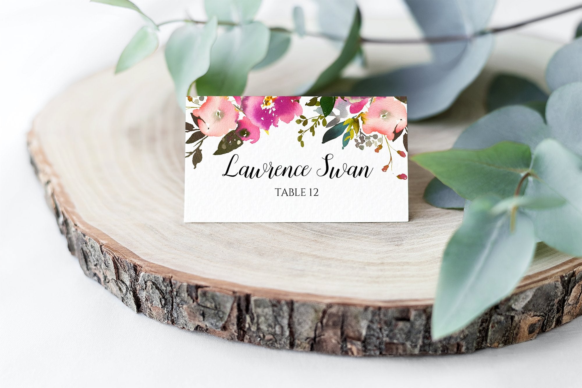 Fresh Bouquet Place Card Template - Paint the Day Designs Regarding Fold Over Place Card Template