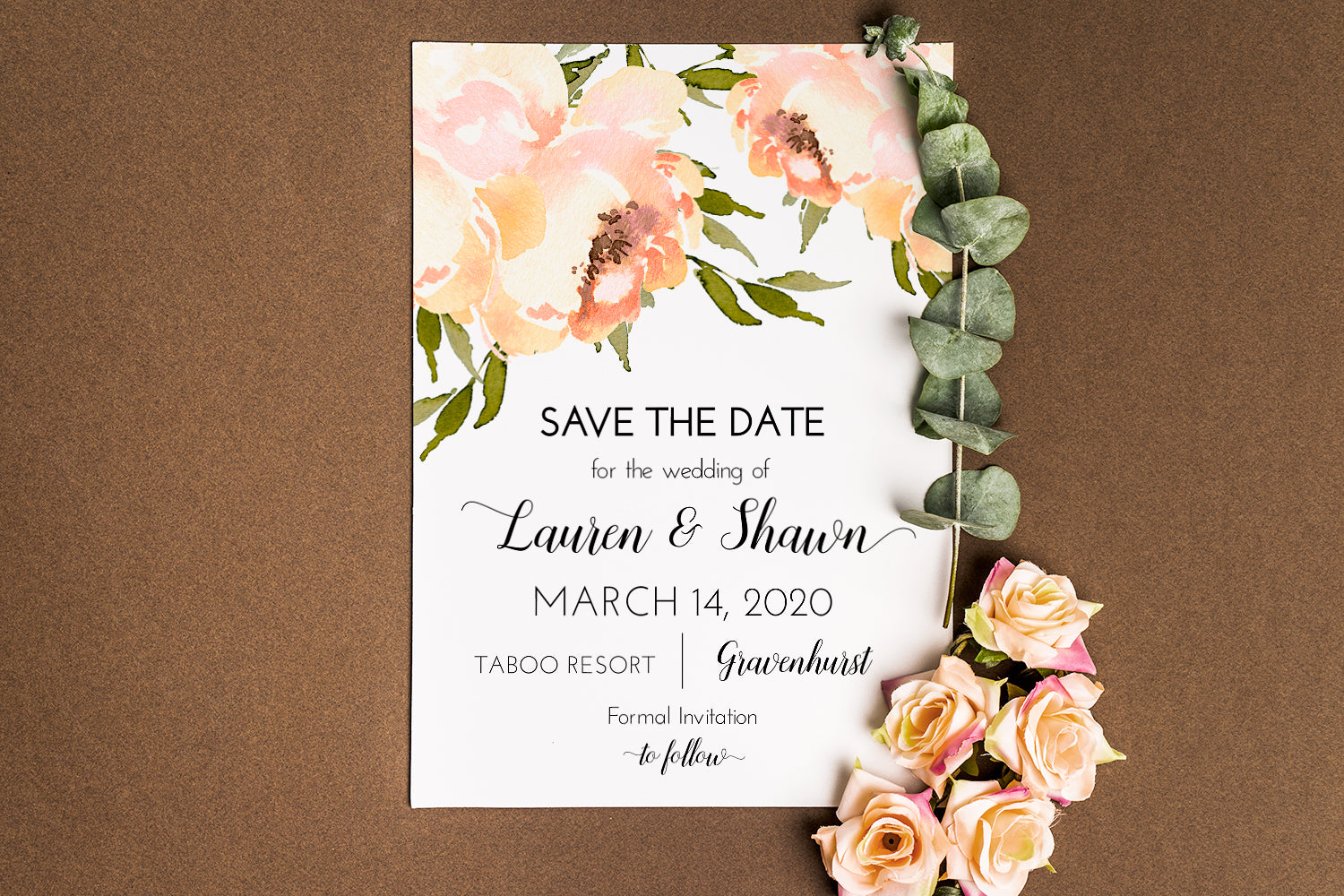 Peach Peonies Save The Date Template Paint The Day Designs