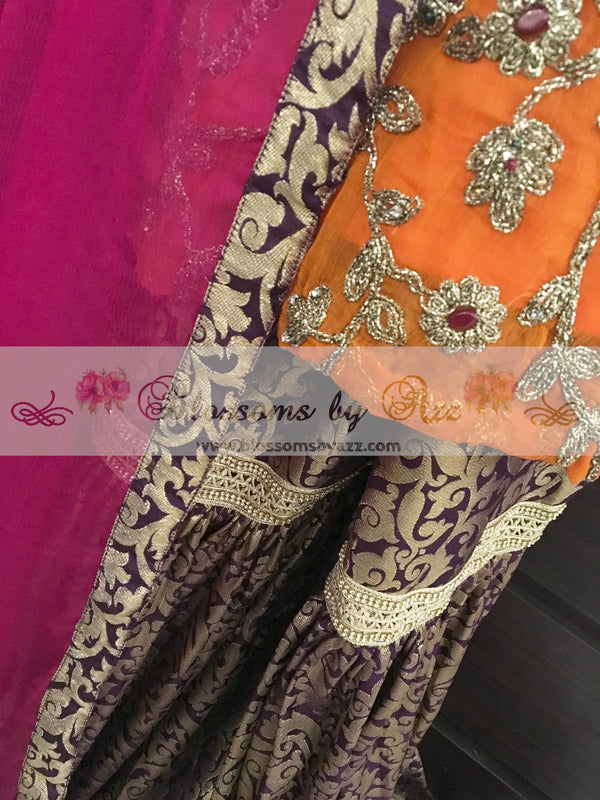 Contrasted Gharara Dress – Blossoms by Azz