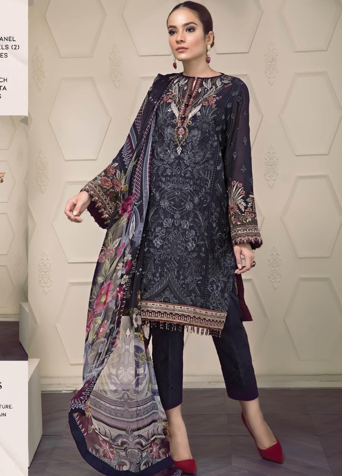 Baroque Embroidered Lawn Stitched 3 Piece Suit BQ19-S2 01 AVA - Mid Su ...