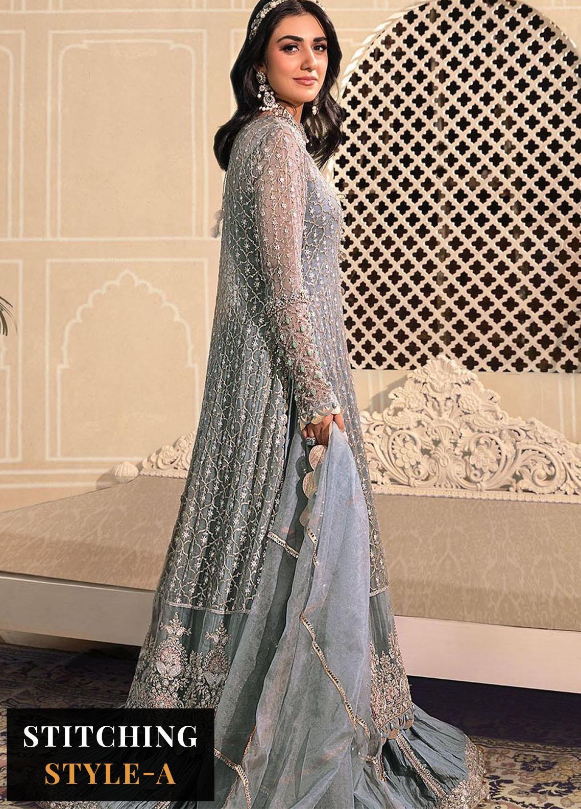 Maria b Grey Chiffon Stitched Saree Latest Collection 2023