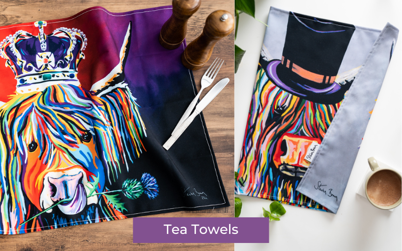 Highland Cow Tea Towels - Kitchen accessories