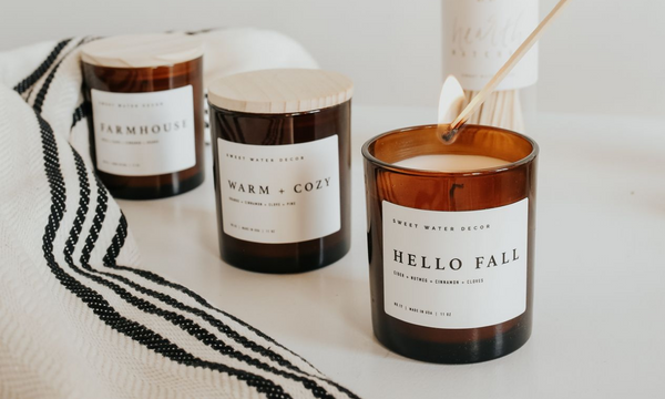 Hello Fall and Warm + Cozy fall and winter soy wax candles