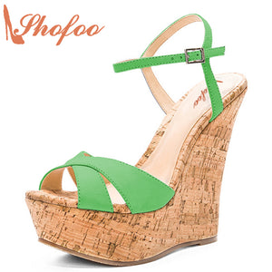 green wedge shoes