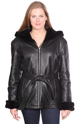 WOMEN'S PARKA GENIUNE LEATHER BUTTERSOFT FULLY LINED FUR WITH HOOD SOF ...