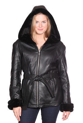 WOMEN'S PARKA GENIUNE LEATHER BUTTERSOFT FULLY LINED FUR WITH HOOD SOF ...