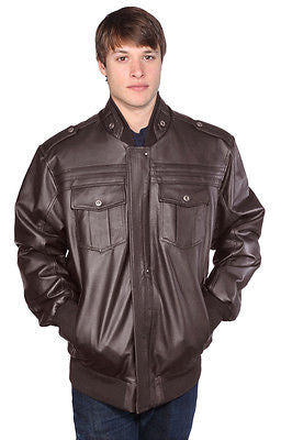 MEN'S BOMBER LEATHER JACKET WITH FUR ZIPOUT LINNING INSIDE NAPPA LEATHER BROWN - Leather Place