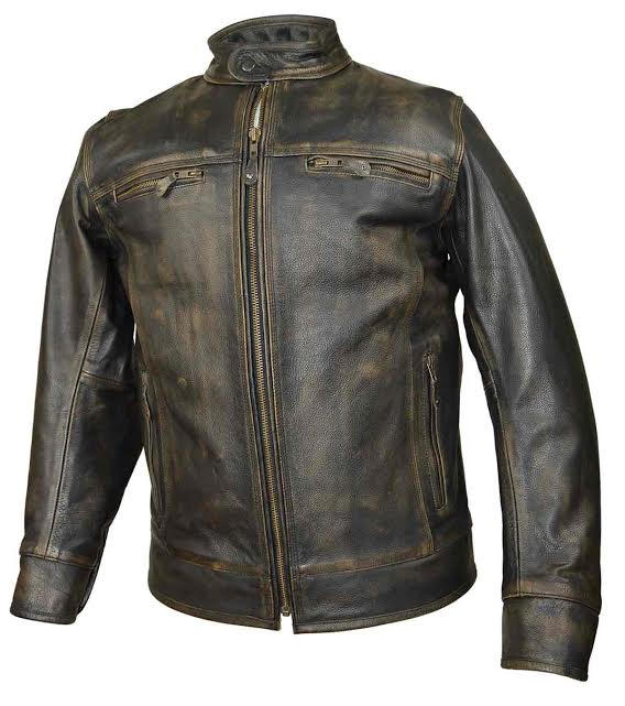 Men's Motorcycle Scotter distressed brown leather jacket soft leather ...