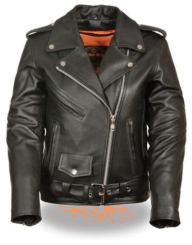 Women's Biker front back Reflective star leather jacket thick leather ...