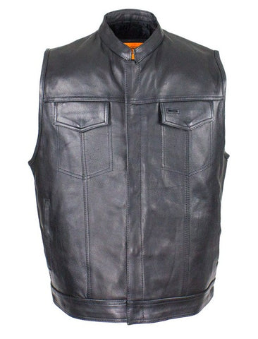 Mens Biker Riding Patch Holder 7 Pocket leather vest with High zipper ...