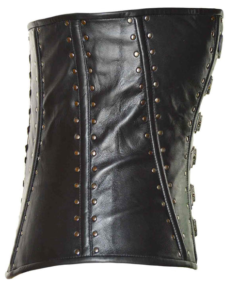 Women's Blk Sexy Bustier Leather Corset Lingerine with 6 front buckles ...