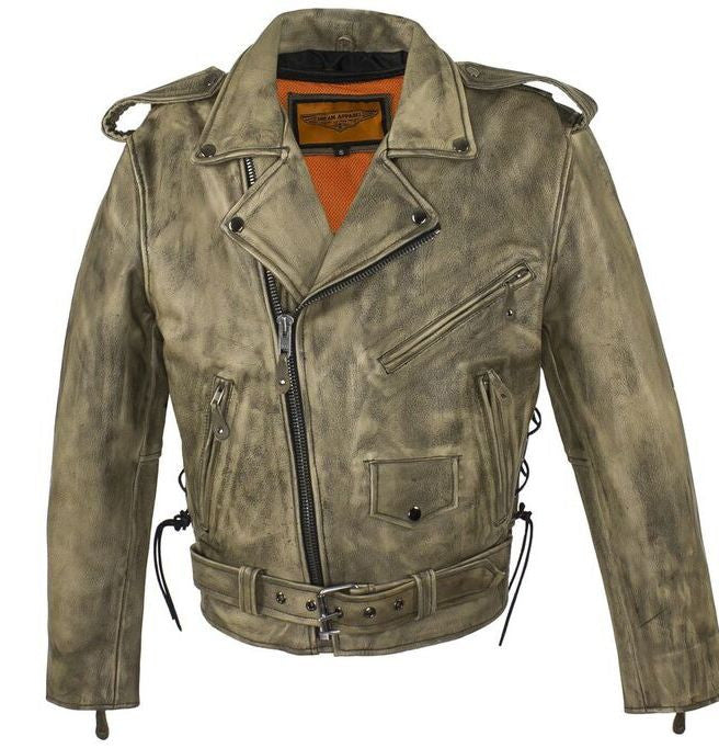 MEN'S MOTORCYCLE CLASSIC POLICE DISTRESSED STYLE WITH LACES – Leather Place