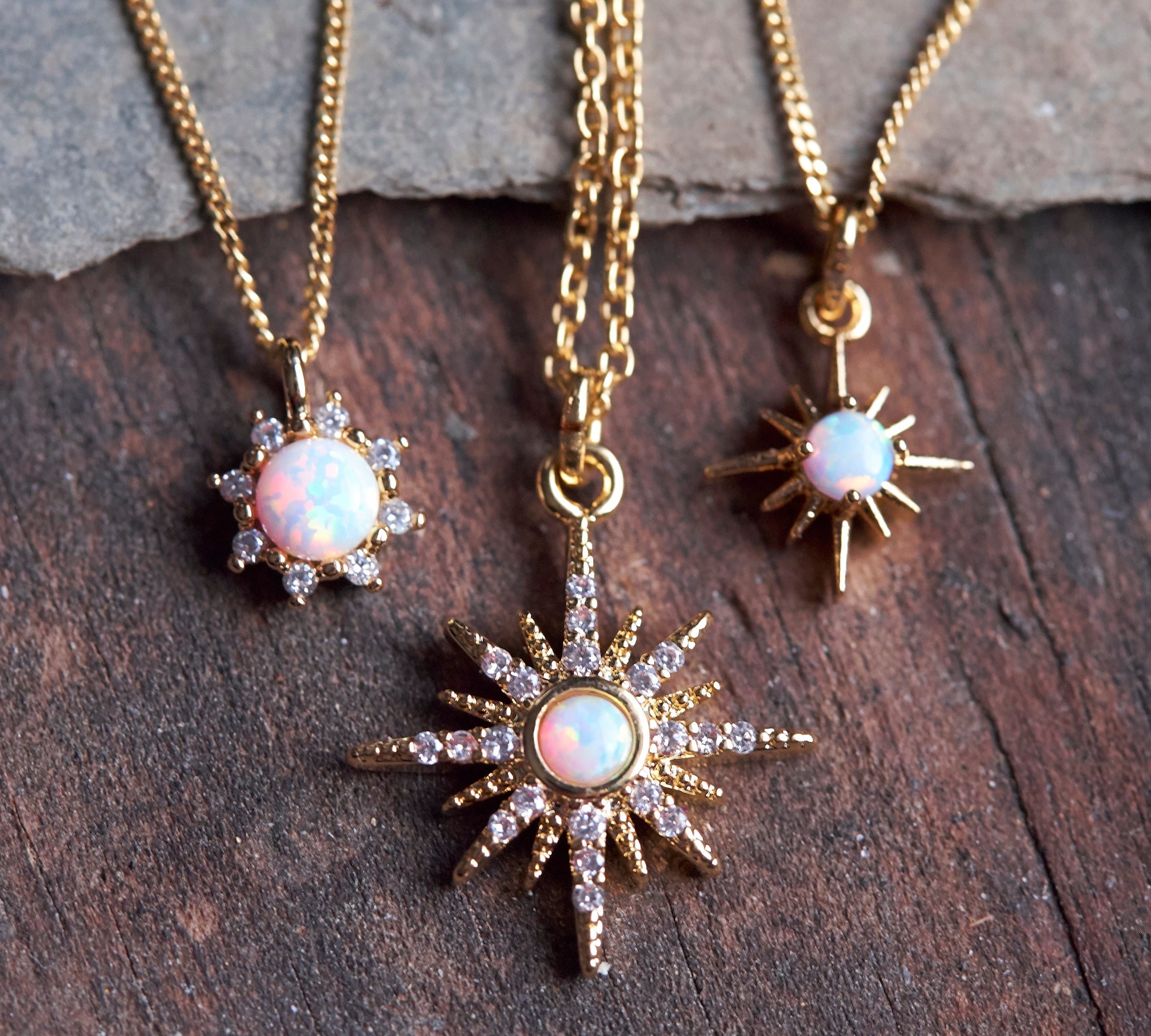 Sunburst Necklace, Opal Necklace, Sun Necklace, Celestial Jewelry