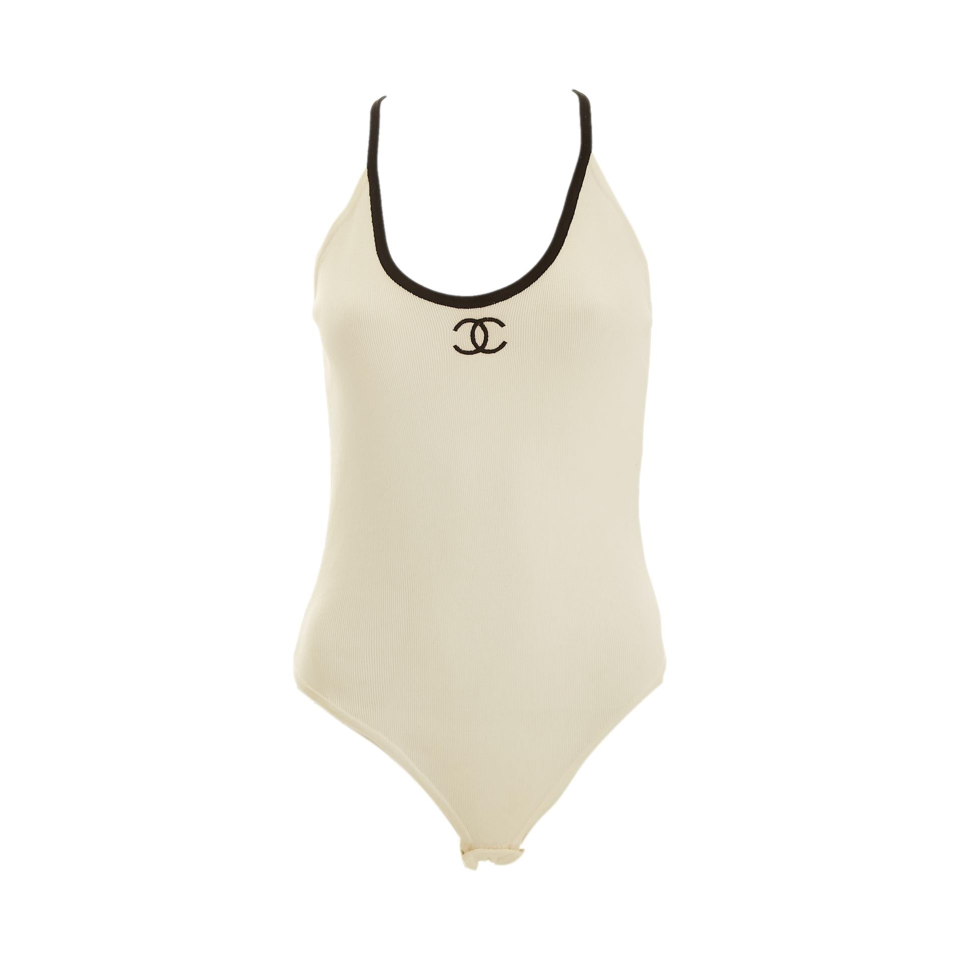 Vintage Chanel White Ribbed Logo Bodysuit – Treasures of NYC