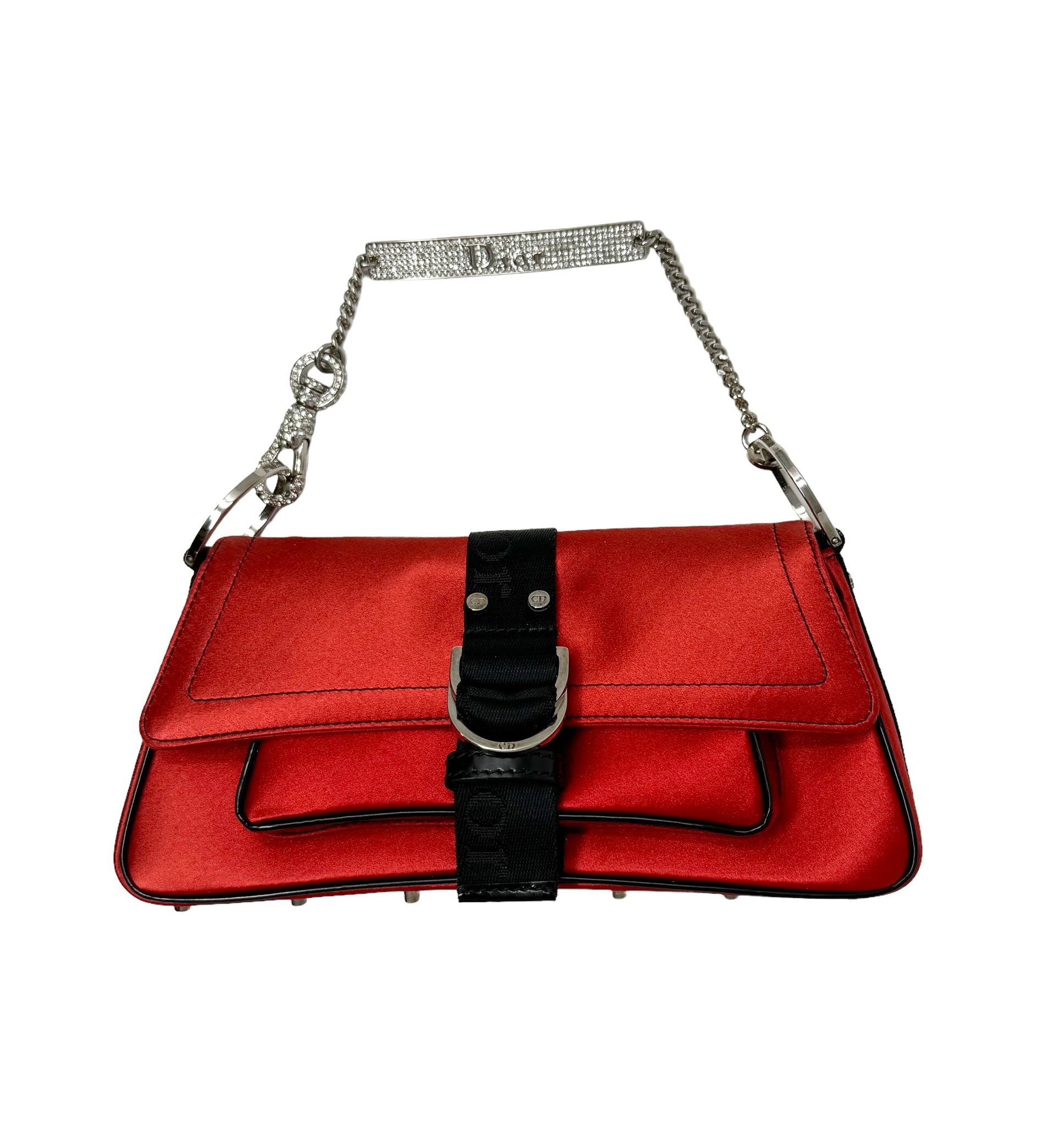Dior cowhide leather Mini Saddle gold buckle handle bag red