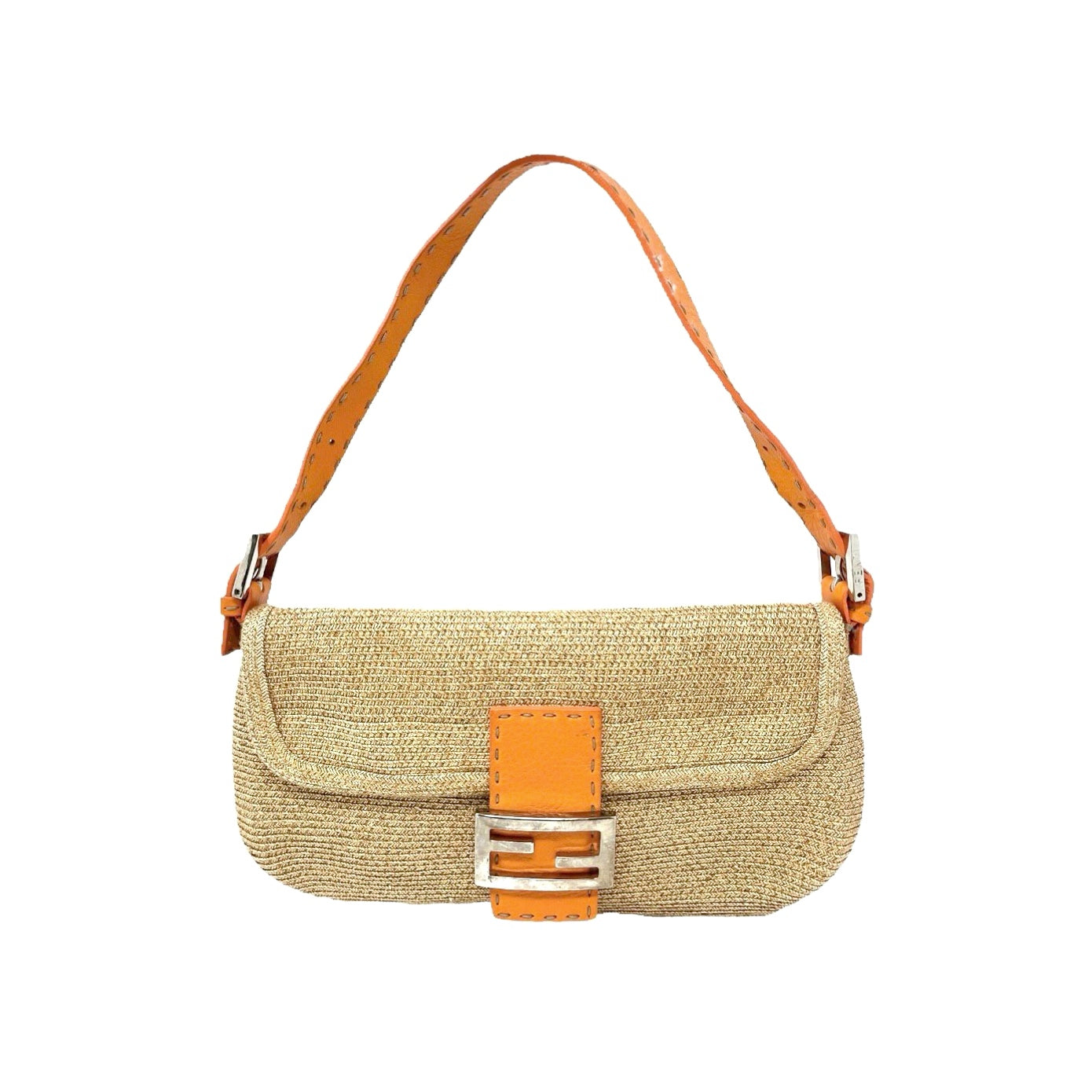 Treasures of NYC - Fendi Jute Orange Baguette Bag