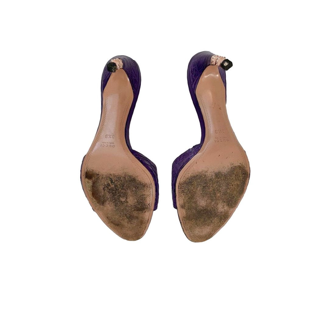 of NYC Gucci Purple Croc Embossed Bamboo Heels