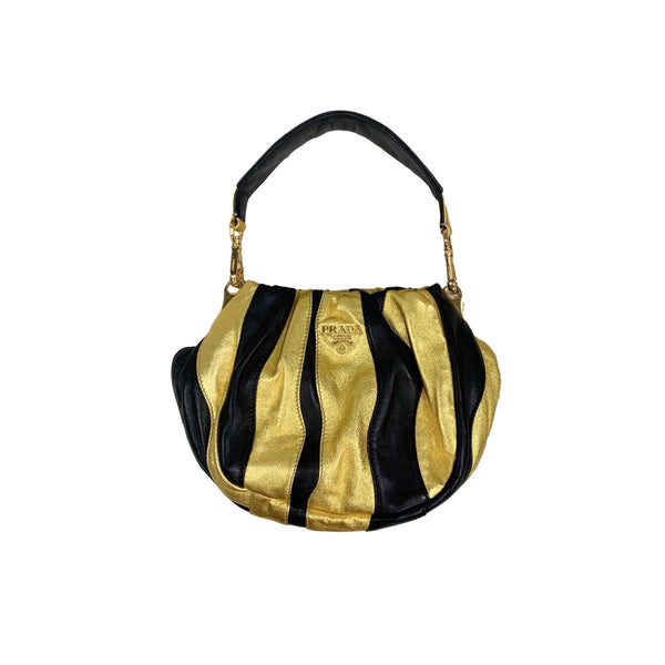 Treasures of NYC - Prada Mini Black and Gold Leather Striped