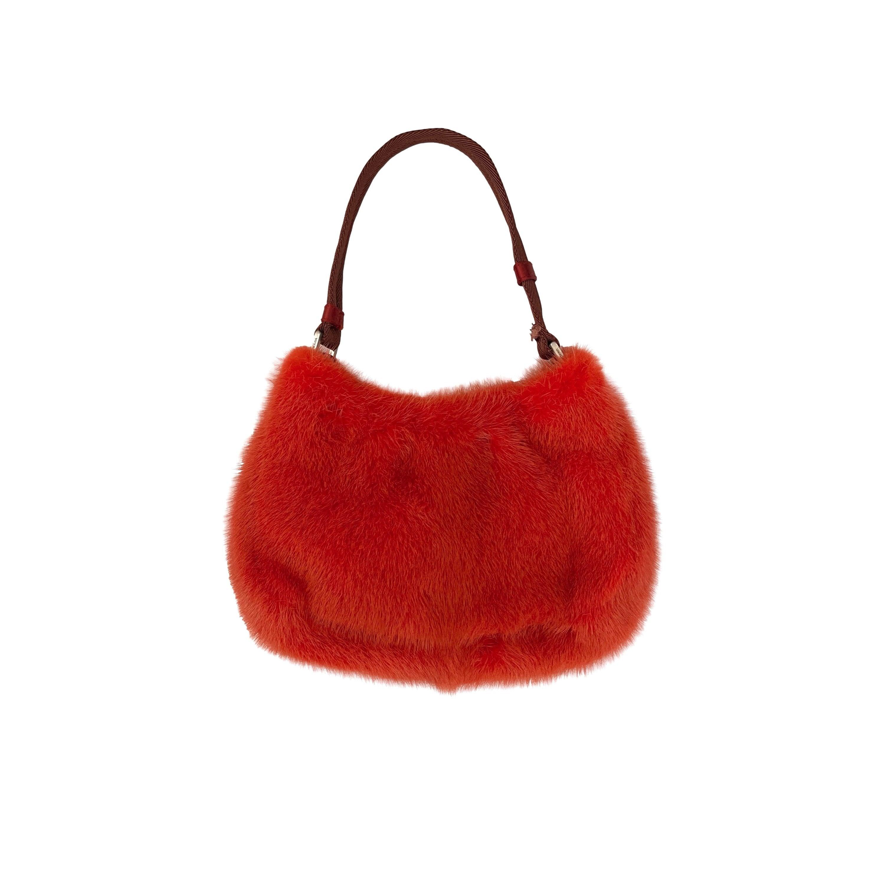 Treasures of NYC - Prada Orange Fur Shoulder Bag