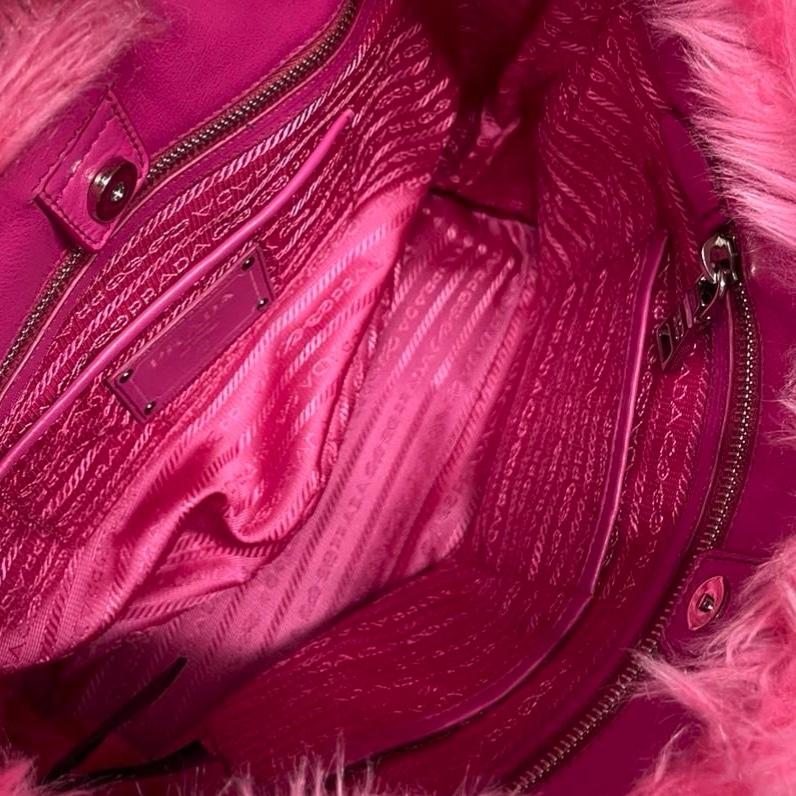 Treasures of NYC - Prada Pink Fuzzy Chain Shoulder Bag